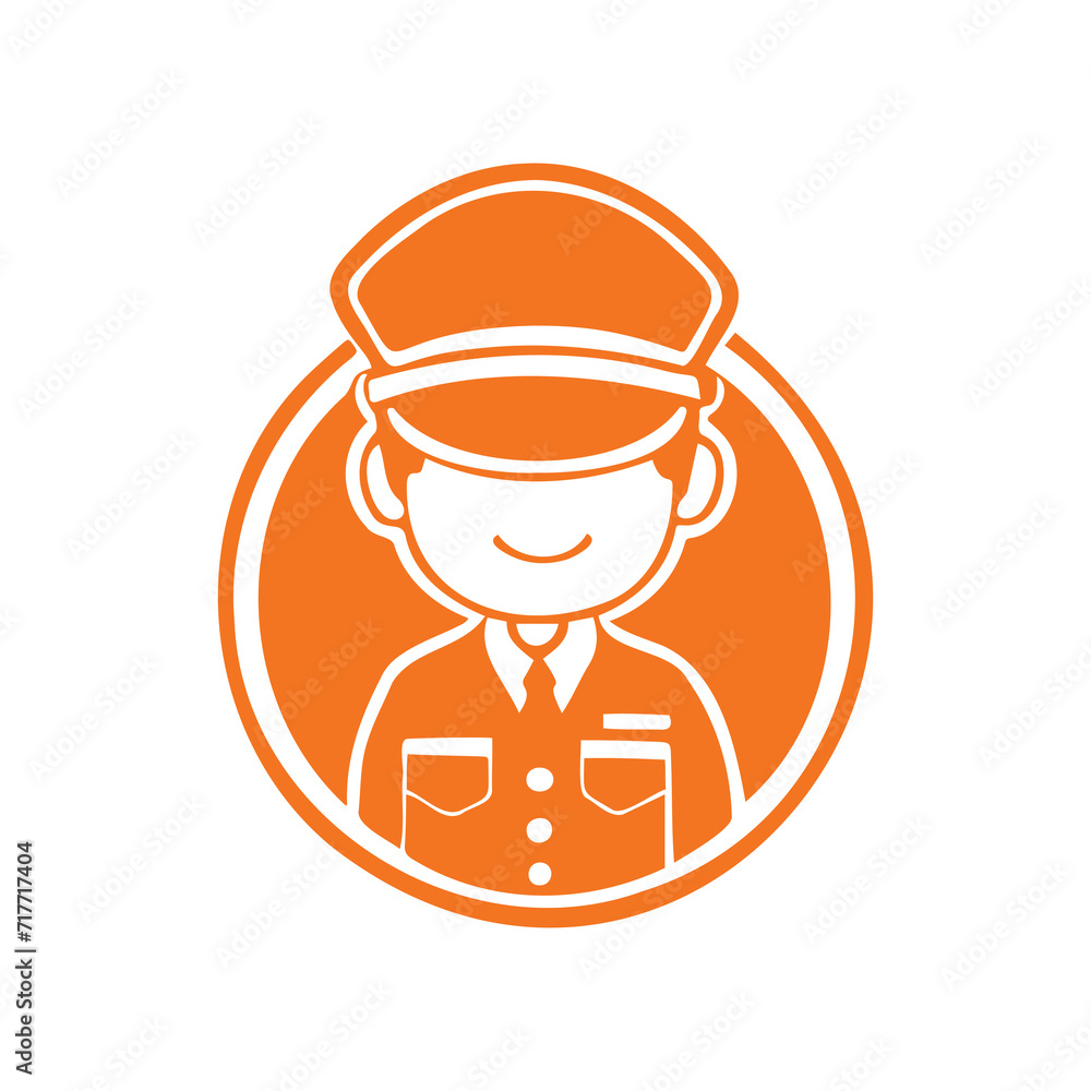 Orange Pilot Emblem Illustration Orange Pilot Emblem Illustration