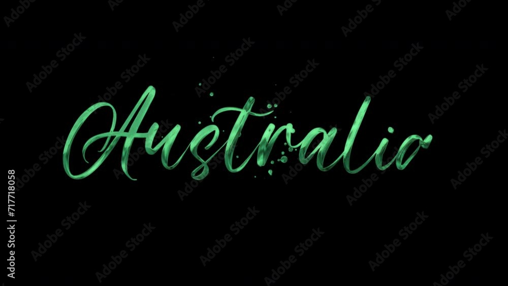Australia in Green text animation. lettering for Happy Independence Day of Australia Celebration Australia in Green text animation. lettering for Happy Independence Day of Australia Celebration