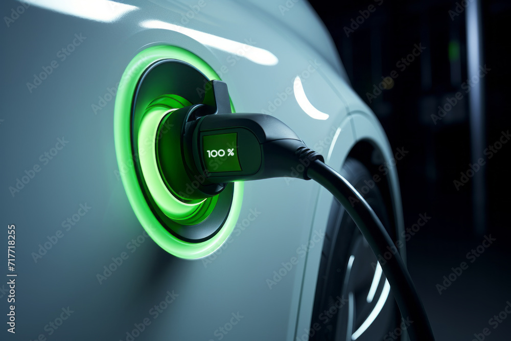 EV Power cable pump plug in charging power EV car, full charge battery 100% EV Power cable pump plug in charging power EV car, full charge battery 100%