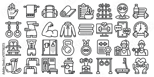 Fitness outline icon pack