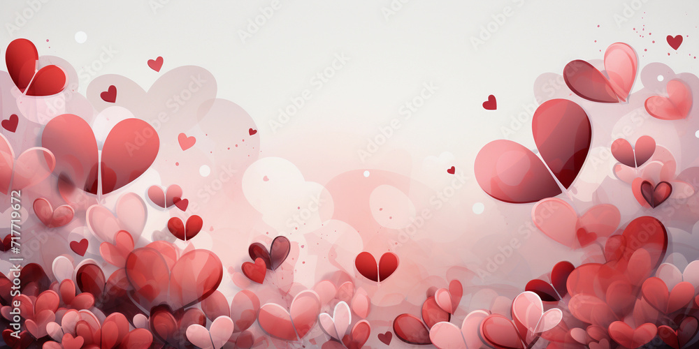 beautiful valentine background with hearts and romatic colors. Romantic backbround or wallpaper for valentine’s day. Beautiful design for card, greeting card