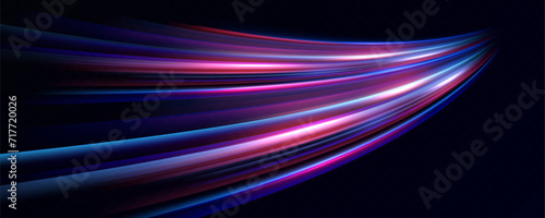 Horizontal neon lines.Blue speed lines.Motion light effect.Vector. red.Vector illustration of a blue color. Light effect. Abstract laser beams of light. Chaotic neon rays of light .