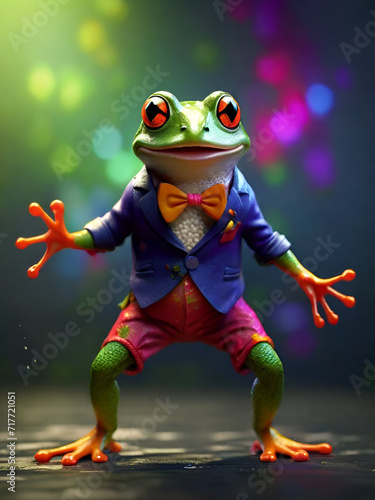 funny colorful dancing frog 