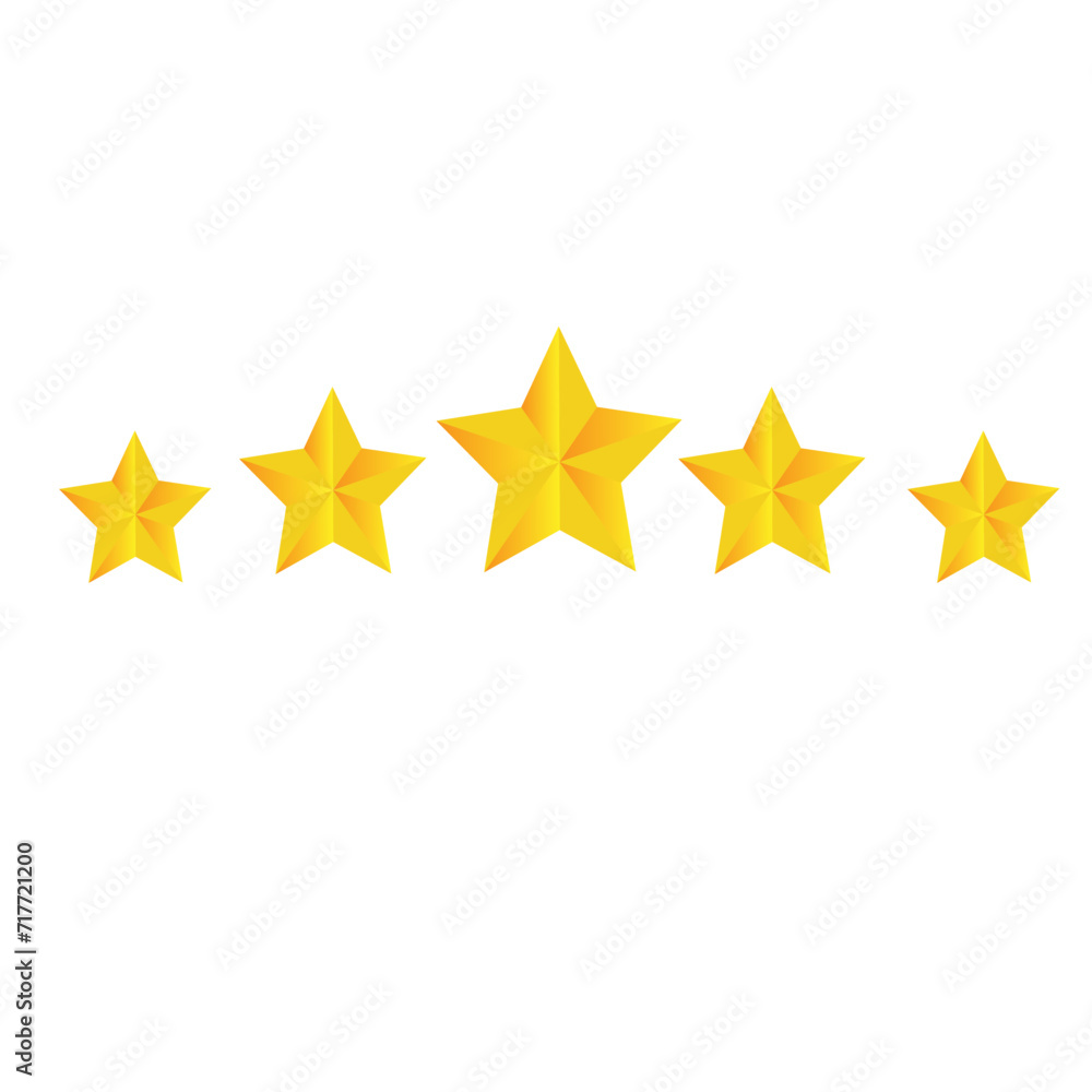 Five stars rating button. Yellow rating stars on white background. Feedback evaluation in vector Five stars rating button. Yellow rating stars on white background. Feedback evaluation in vector
