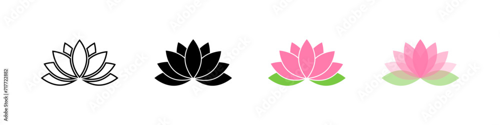 Fototapeta premium Lotus. Lotus Flower in different styles. Lotus flower logo. Vector illustration