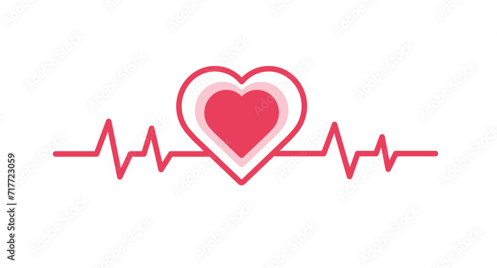 Heartbeat Line isolated on white background. Heart icon. Vector illustration.