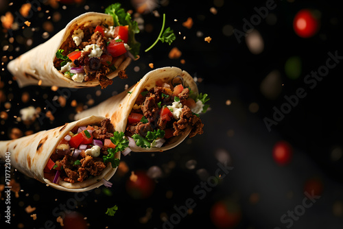 Gyrosverführung: Kulinarische Entdeckung einer leckeren Gyrosplatte, perfekt für Liebhaber griechischer Küche und Streetfood-Enthusiasten photo