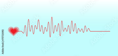 Heartbeat Line isolated on blue background. Heart icon. Vector illustration.