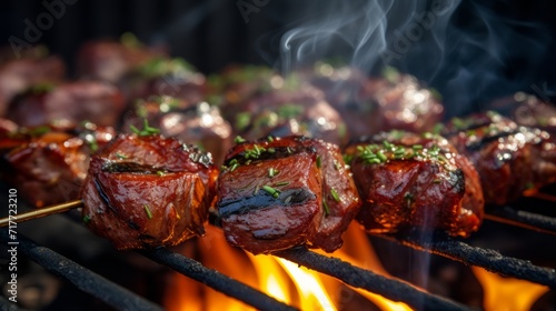 Wallpaper Mural beef shish kabobs on the grill. Neural network AI generated art Torontodigital.ca