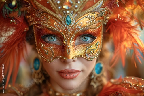 Golden Mardi Gras Mask: A Celebration of Creativity and Culture Generative AI © Mandeep