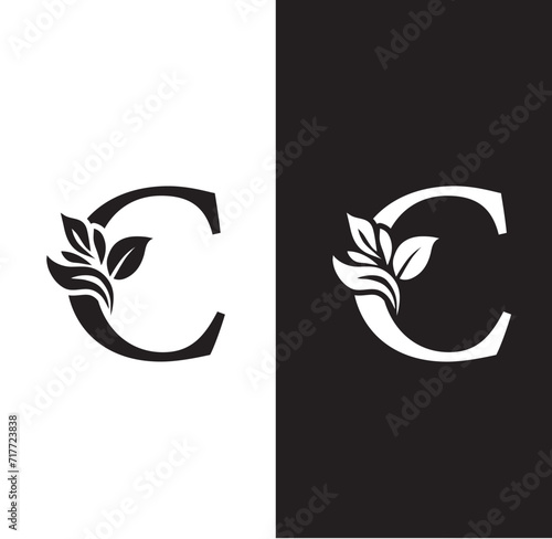 Fototapeta Naklejka Na Ścianę i Meble -  letter C flower letters. Vintage ornament initial Alphabet. Logo vector	
