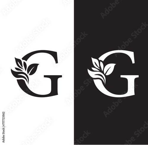letter G flower letters. Vintage ornament initial Alphabet. Logo vector	
