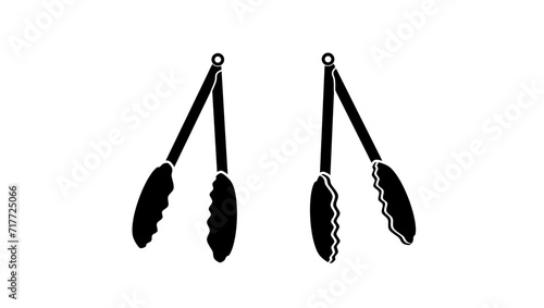 kitchen tongs emblem, black isolated silhouette