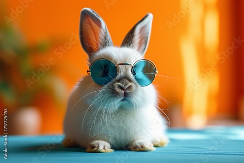 Bunny in Sunglasses and Flower Shades Generative AI