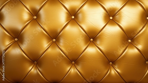 Close Up of Gold Leather Upholster, Luxurious and Elegant Design Detail. Luxury trendy background. Banner.