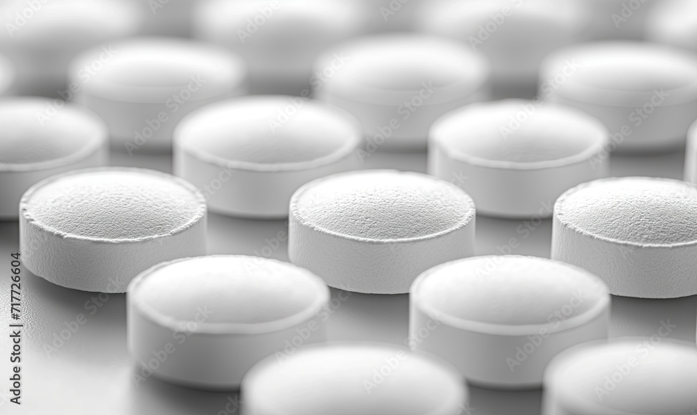 Scattered white pills on the table close-up. Scattered white pills on the table close-up.