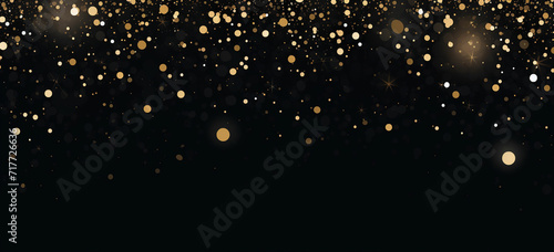 an elegant event invitation with a golden confetti background © Shanila