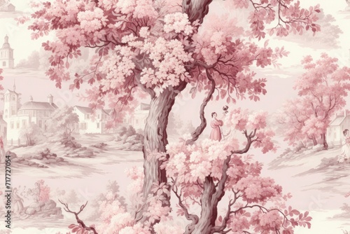 toile de jouy seamless pattern. classic french art texture