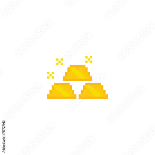 pixel  golden bar icon.  Vector pixel art Gold icon 8 bit for game company logo template 