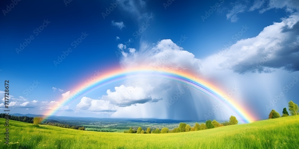 Nature theme, A rainbow stretching across the sky , rainbow, stretching ...