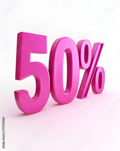 3d render of a  50 % symbol on white background