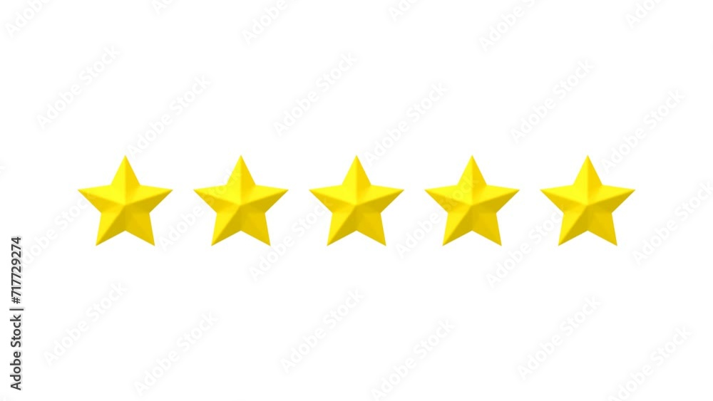 Rating five stars motion graphics on a white background 4K Rating five stars motion graphics on a white background 4K