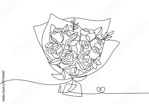  Bouquet of roses. Holiday. One line