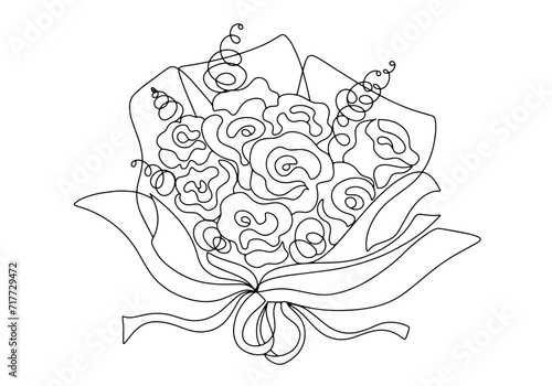 Bouquet of roses. One line