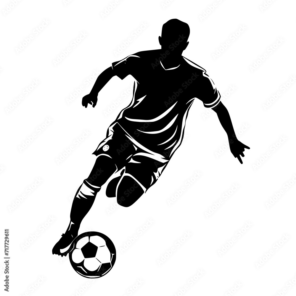 Football Black and White Silhouette Vector SVG Laser Cut Print Generative AI