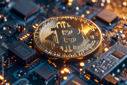 Digitale Zukunft im Fokus: Bitcoin Chip Illustration als Symbol für sichere Krypto-Transaktionen und technologischen Fortschritt im Finanzwesen