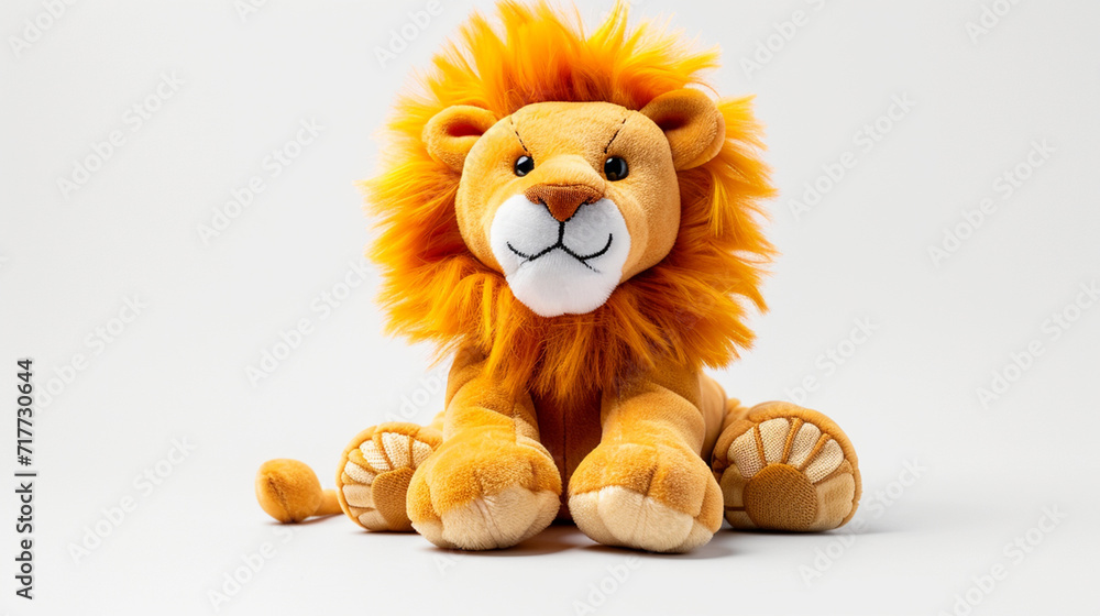 A plush toy lion on a white background A plush toy lion on a white background