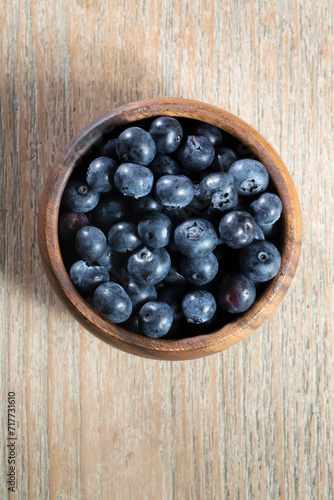 Overhead view of blueberries.