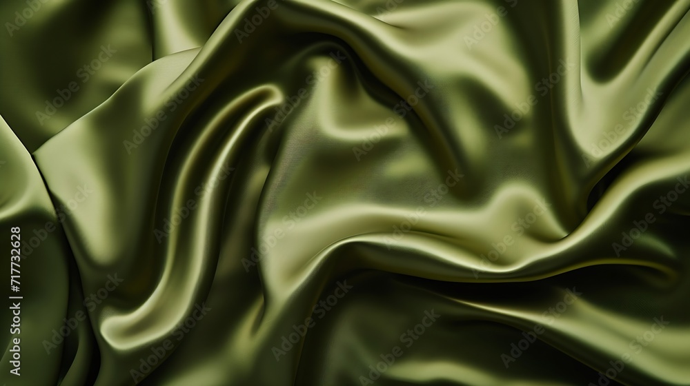 Fototapeta premium Generative AI : Green brown silk satin. Gradient. Olive color. Luxury elegant abstract background
