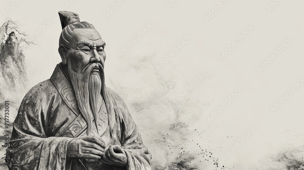 Fototapeta premium Confucius Artwork: Minimal Design with White Background