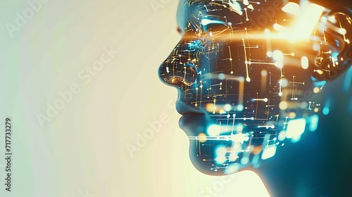 Generative AI : Man technology future lifestyle, digital marketing IOT internet of thing future AI chatbot technology  photo