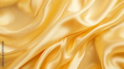 Generative AI : Yellow silk satin. Draped fabric. golden color. Luxury background.
