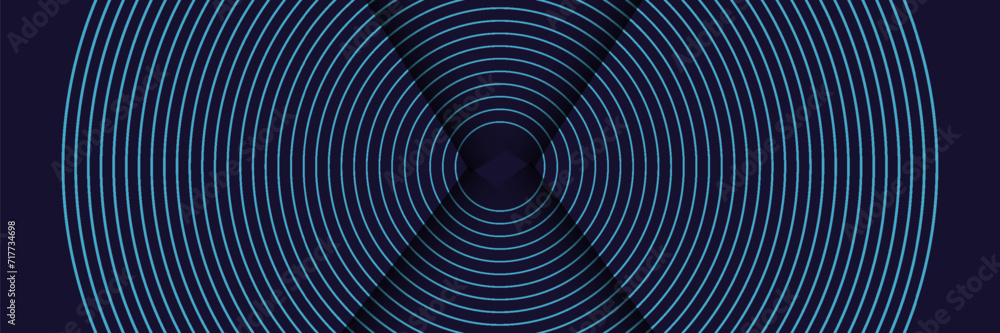 Fototapeta premium Dark blue abstract background with shining geometric lines. Modern shiny blue lines pattern. Futuristic technology concept. Horizontal banner template. for cover, poster, presentation, vector