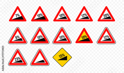 Steep ascent road sign vector design