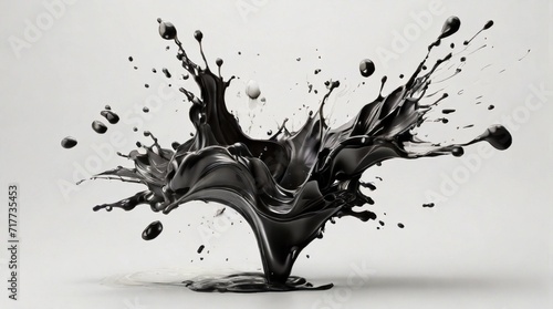 Splash of black watercolor on white background