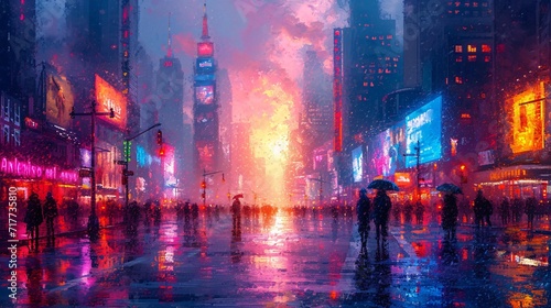 Neon Cityscape  A Vibrant Night in the Big Apple Generative AI