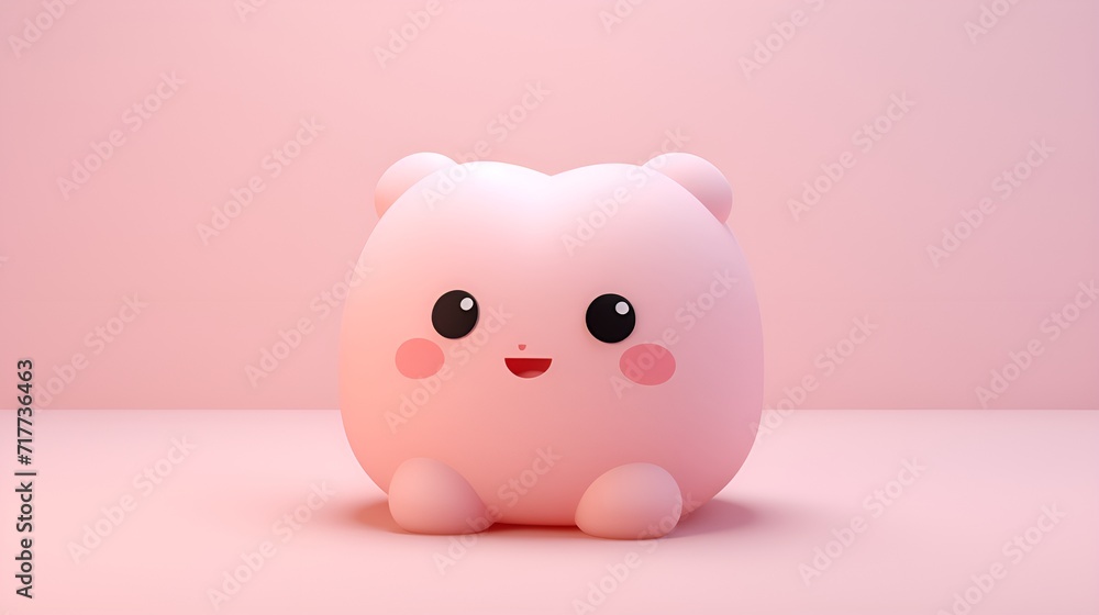 Plain background with 3D,rendered cute and soft shapes , Plain background, 3D,rendered, cute, soft shapes