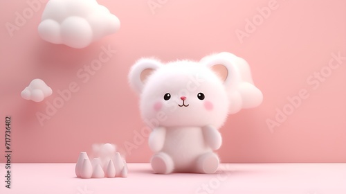 Plain background with 3D,rendered cute and soft shapes , Plain background, 3D,rendered, cute, soft shapes