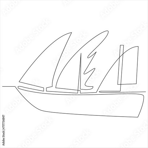 
Continuous one line drawing of ship line art drawing vector illustration