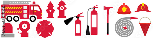 Firefighter icon vector set. Fire illustration sign. Fire brigade symbol ot logo.