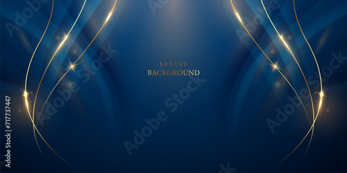 blue abstract background with luxury golden elements vector illustration