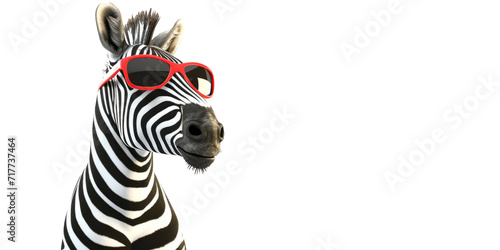 Stylish zebra with striped accessories, giving a bold and modern look to the white background.