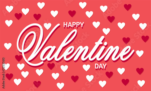 Valentine's day design 3D heart background banner in peach colour