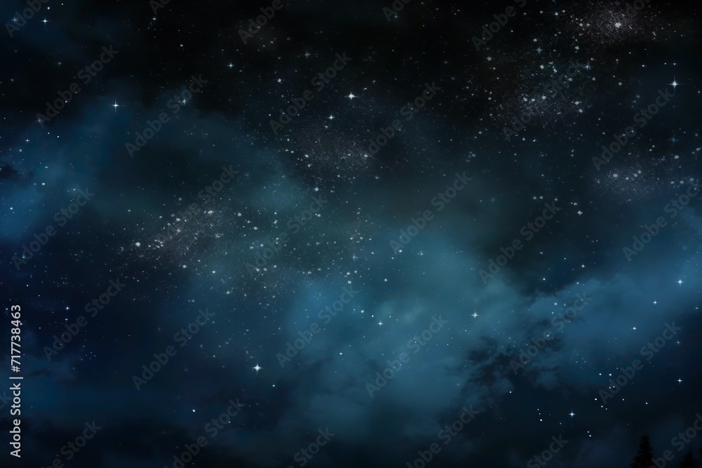 Night sky with stars and clouds. Hand drawn art. Generative ai