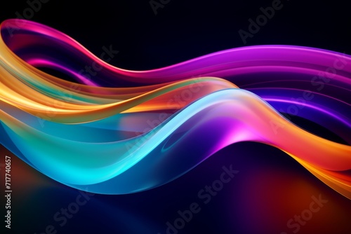 Abstract neon wave in the dark .Motion visualization