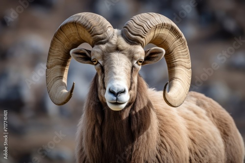 Majestic Ram Portrait with Twisted Horns